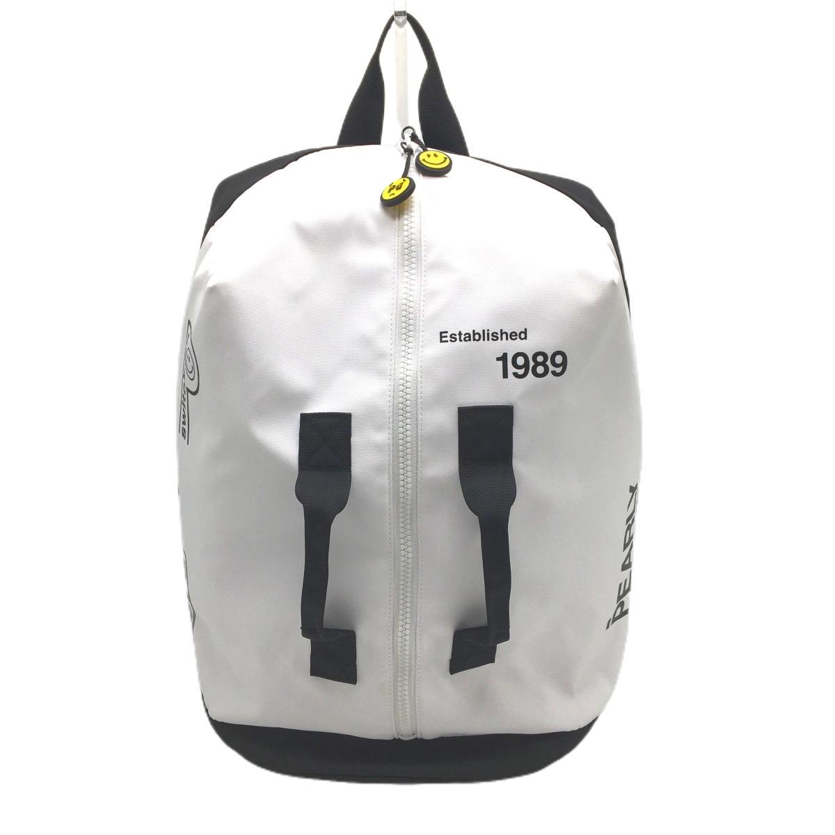 【美品】パーリーゲイツ 2WAYロッカーバッグ 白×黒 ニコちゃん スマイル リュック バックパック  ゴルフ PEARLY GATES