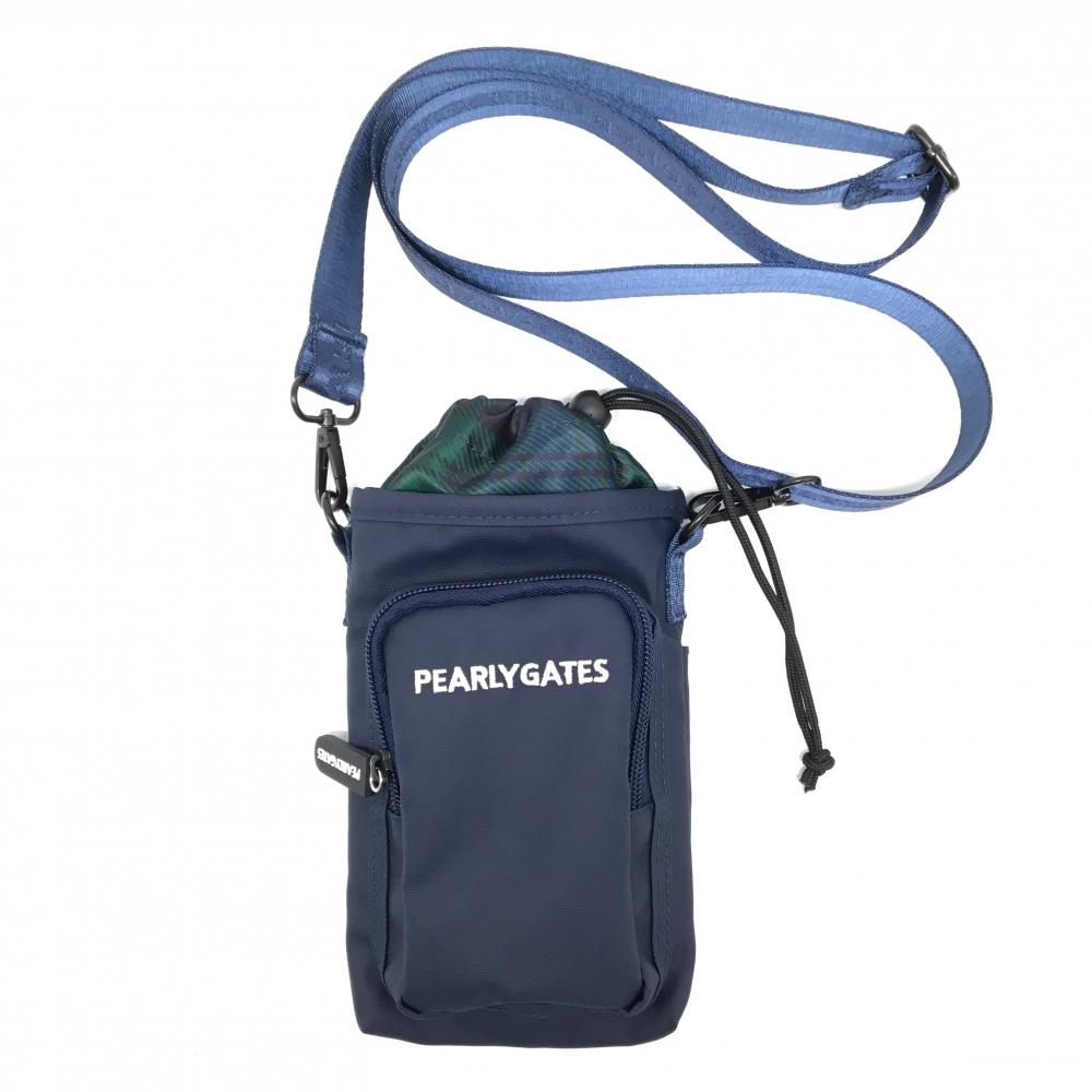 【超美品】パーリーゲイツ 2WAYショルダーバッグ ネイビー×白 ショルダーストラップ着脱可 ノベルティ ポーチ ゴルフ PEARLY GATES