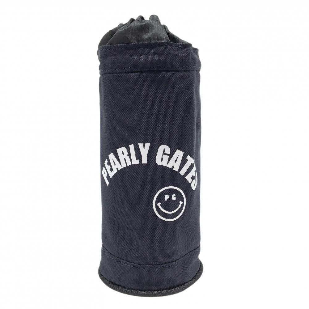 【美品】パーリーゲイツ 保冷ボトルケース ダークネイビー×白 ニコちゃん スマイル カラビナ付 ゴルフ PEARLY GATES