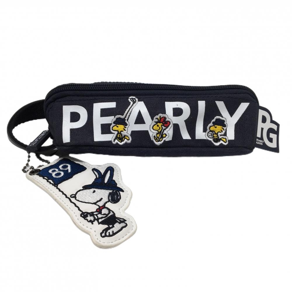 【美品】パーリーゲイツ×PEANUTS ポーチ ネイビー×白 スヌーピー ボールケース 小物入れ  ゴルフ PEARLY GATES