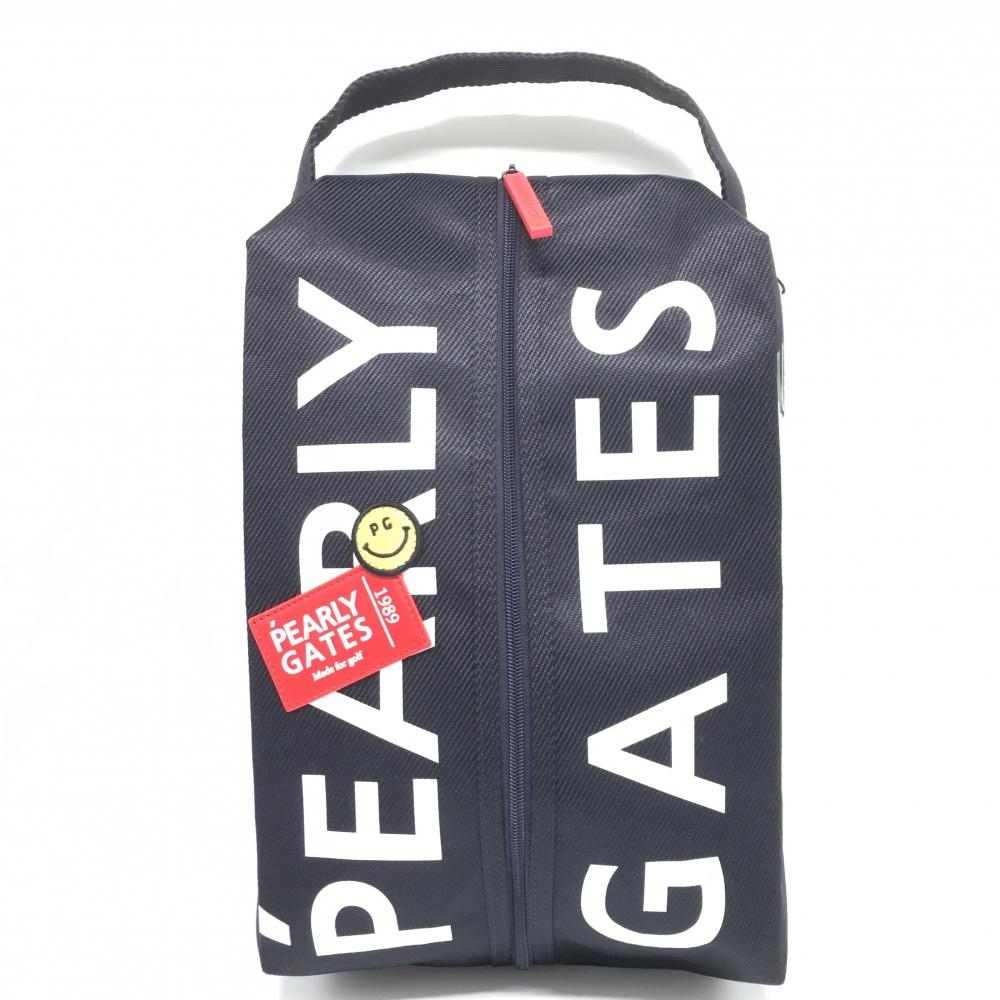 【新品】パーリーゲイツ シューズケース 黒×白 ビッグロゴ ニコちゃん スマイル FR ゴルフ 2025年モデル PEARLY GATES