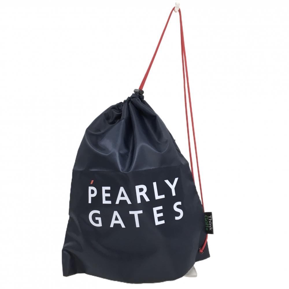 【新品】パーリーゲイツ 巾着袋 ネイビー ロゴプリント ショッパーエコバック FR ゴルフ PEARLY GATES