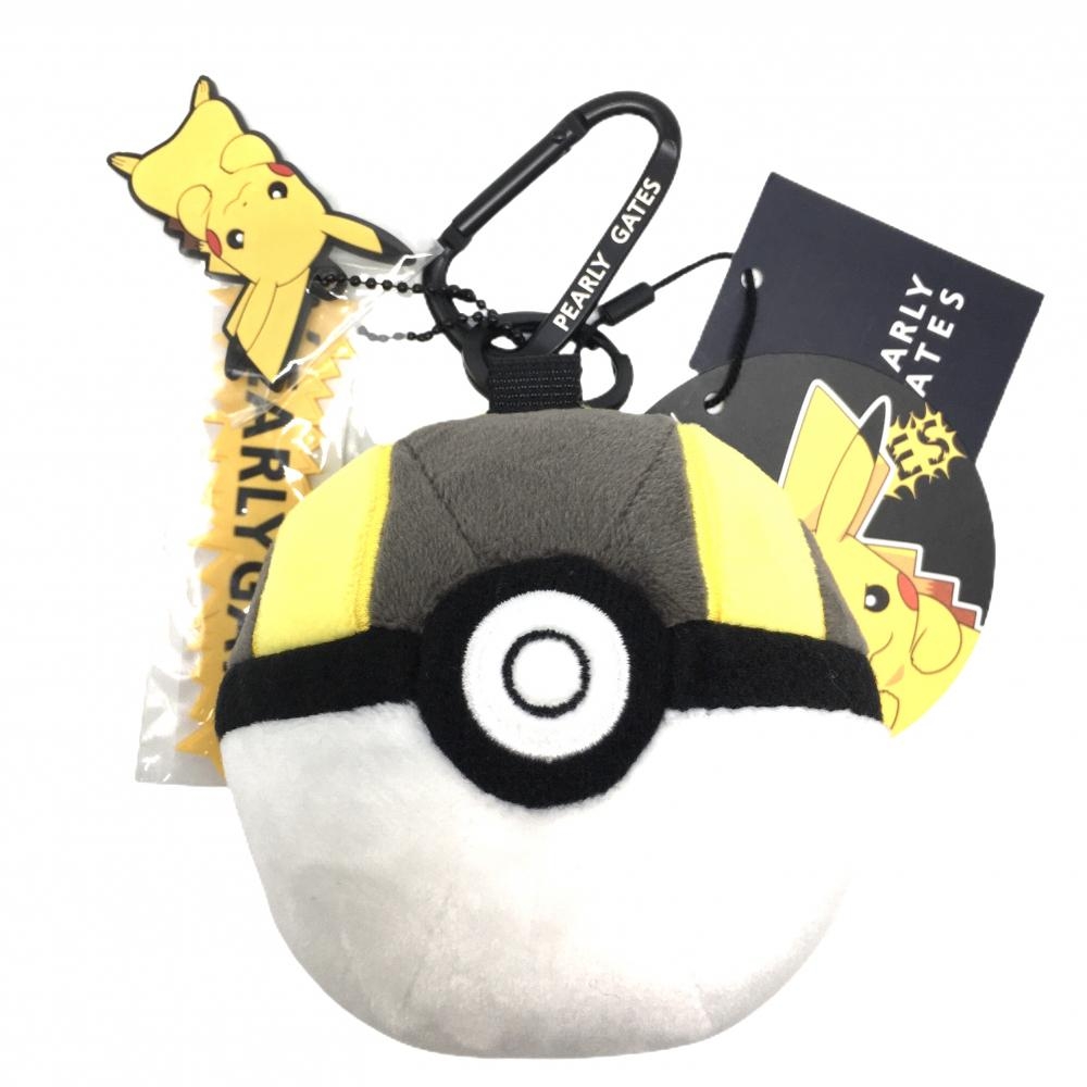 【新品】パーリーゲイツ×ポケモン ポーチ 白×グレー ポケモンボール型 ピカチュウチャーム付 ゴルフ PEARLY GATES