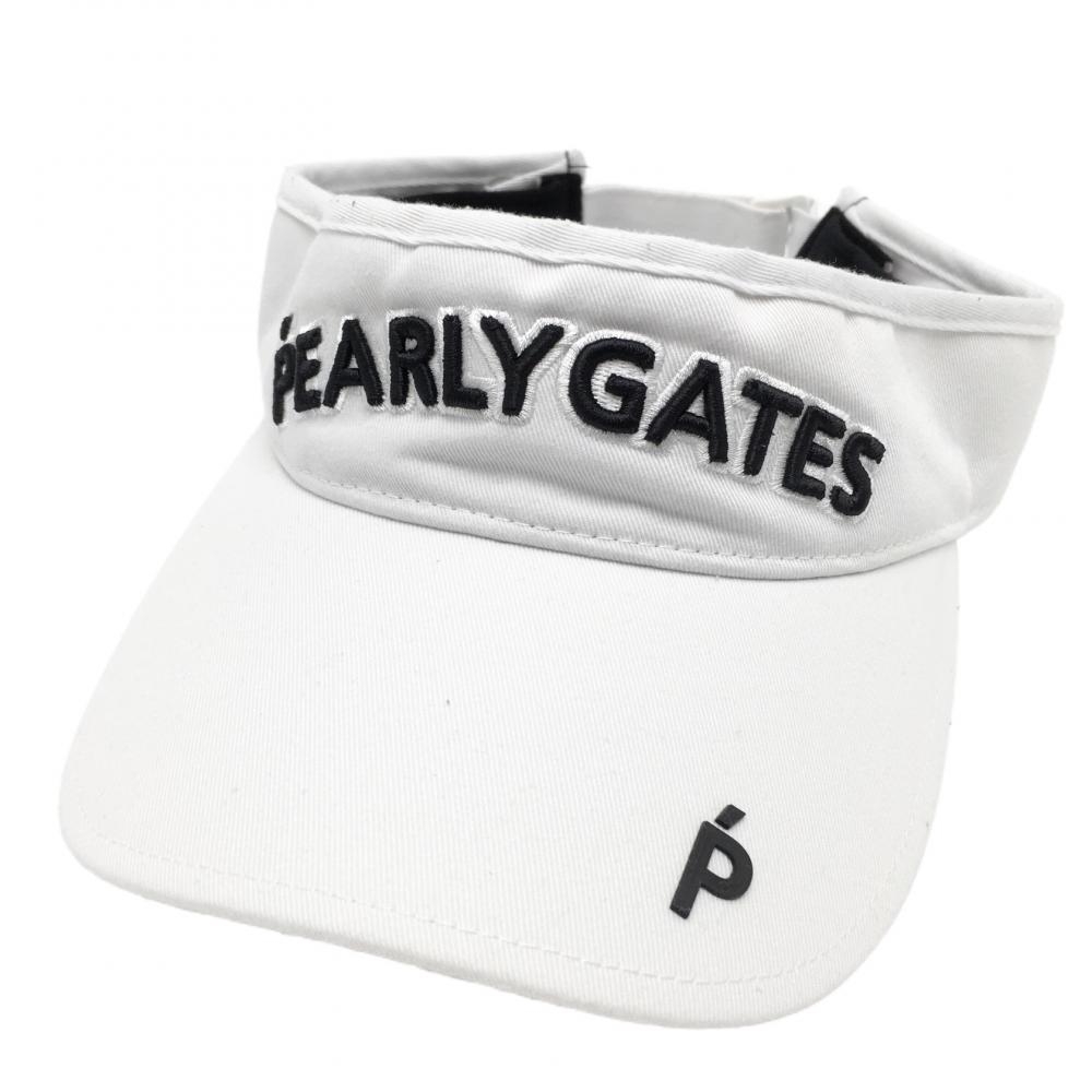 【美品】パーリーゲイツ サンバイザー 白×黒 汗取りパッド付  FR ゴルフウェア 2023年モデル PEARLY GATES