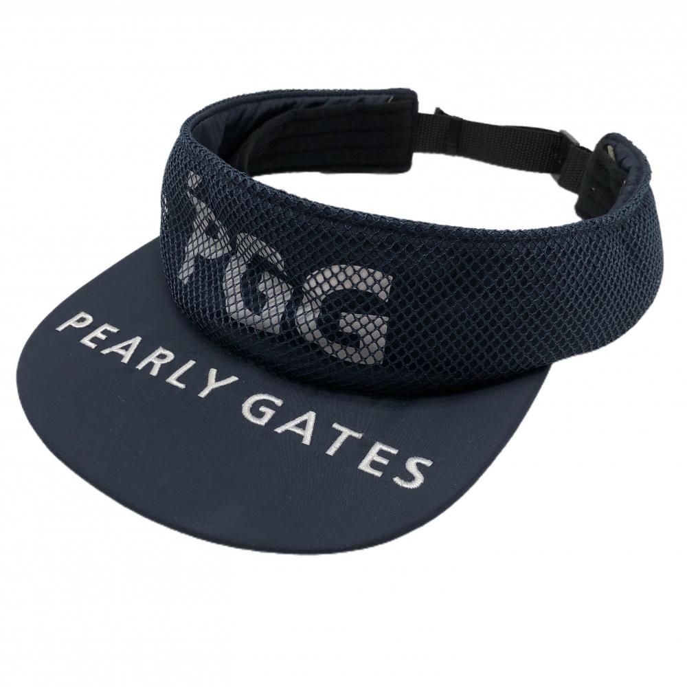 【超美品】PGG パーリーゲイツ フラットサンバイザー ネイビー×白 メッシュ  FR ゴルフウェア PEARLY GATES