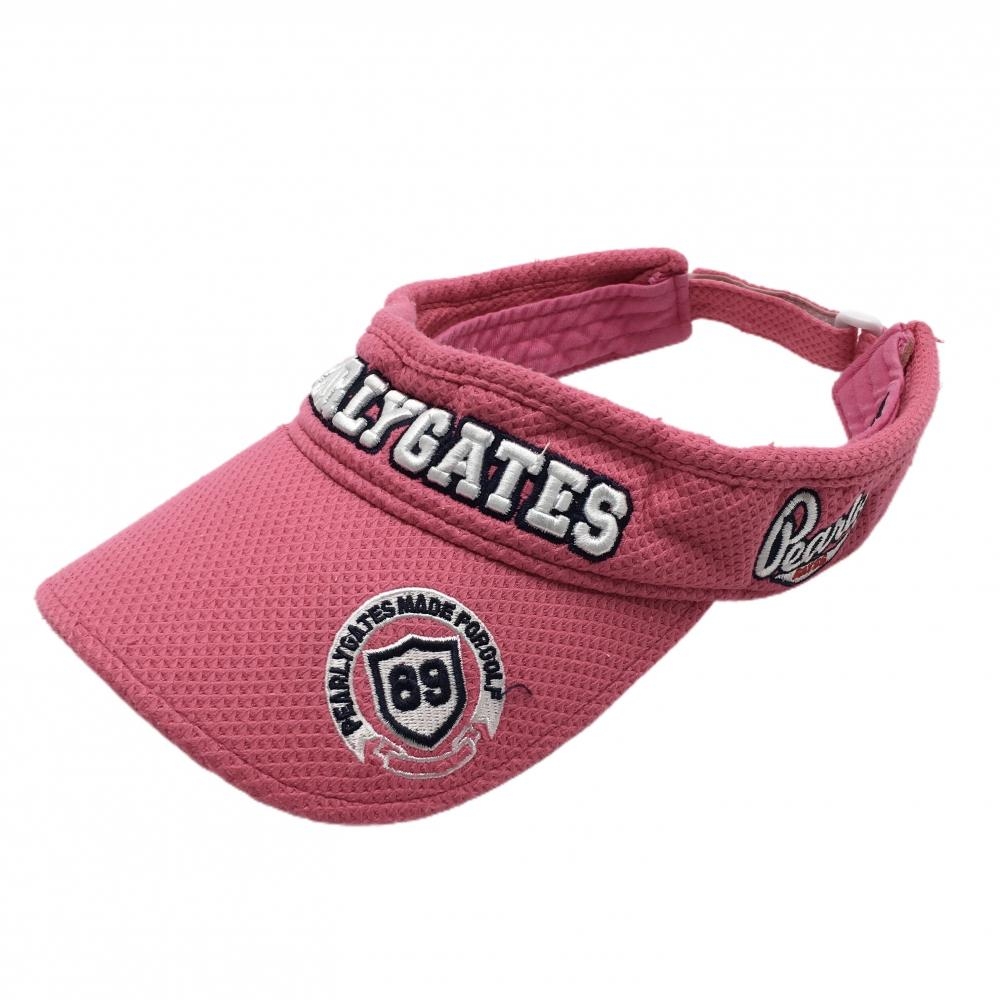 パーリーゲイツ サンバイザー ピンク×白×ネイビー 立体ロゴ刺しゅう  FR  ゴルフウェア PEARLY GATES