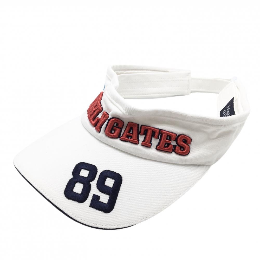 パーリーゲイツ サンバイザー 白×レッド TEAM SERIZAWA 立体ロゴ FR  ゴルフウェア PEARLY GATES