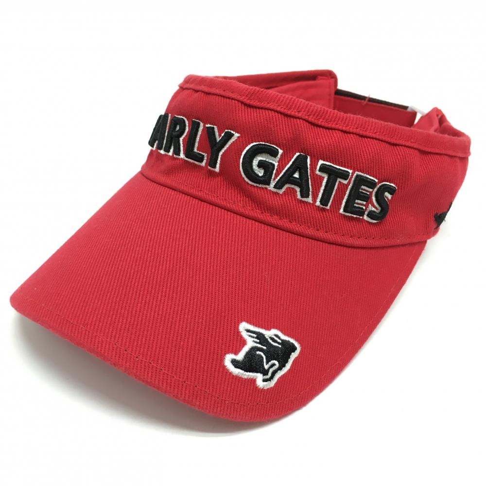 パーリーゲイツ サンバイザー レッド×黒 立体ロゴ刺しゅう  FR  ゴルフウェア PEARLY GATES
