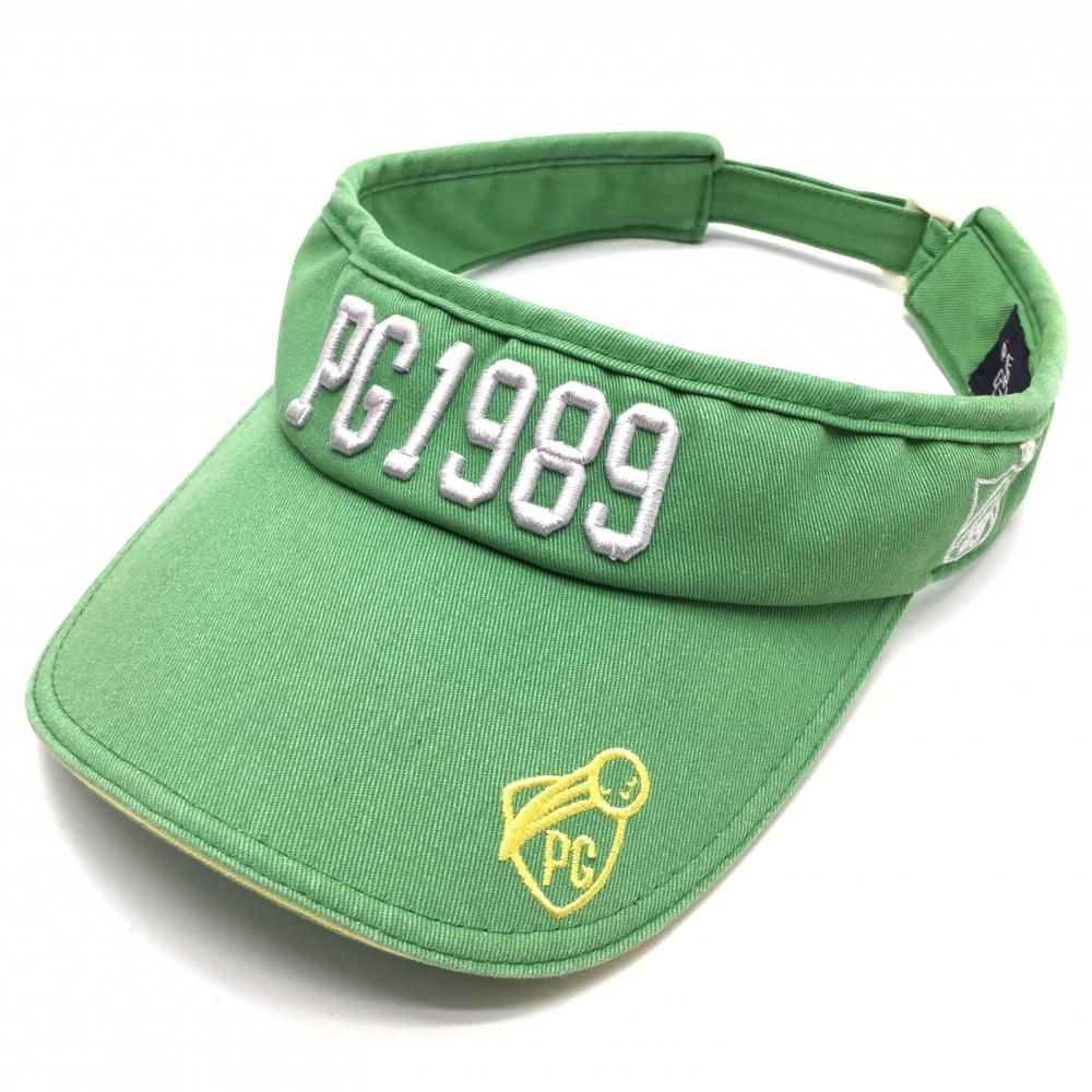 パーリーゲイツ サンバイザー グリーン×白 コットン100％ M  ゴルフウェア PEARLY GATES