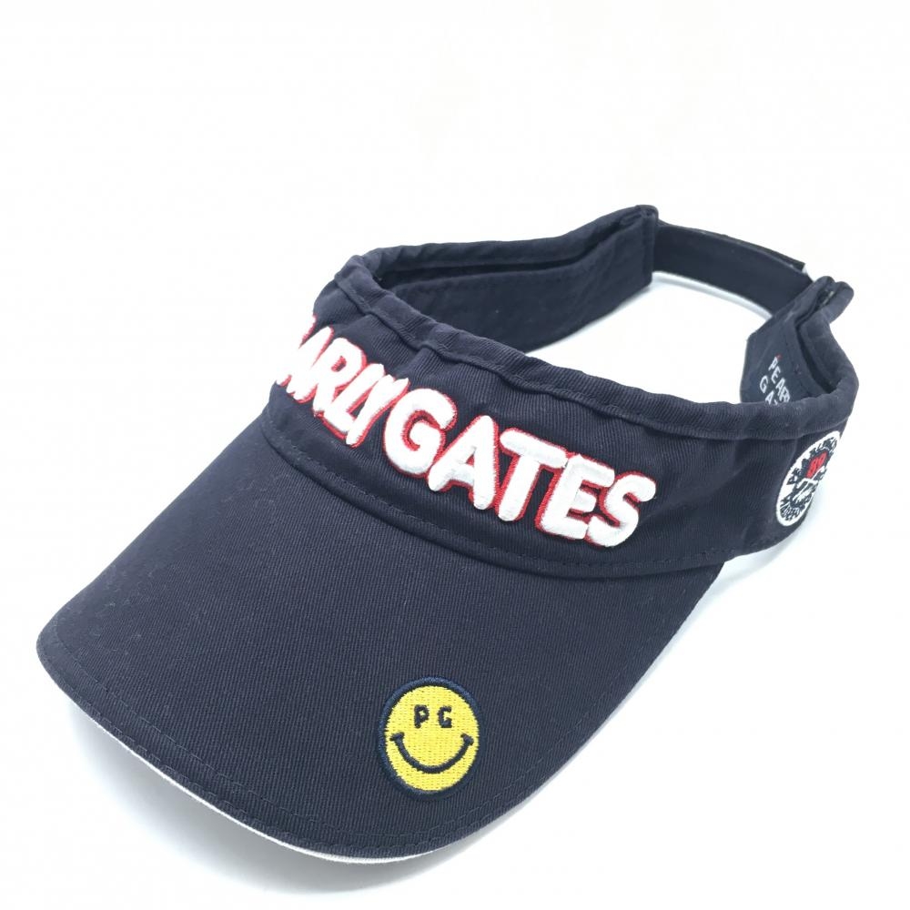 パーリーゲイツ サンバイザー ネイビー×白 立体ロゴ刺しゅう FR  ゴルフウェア PEARLY GATES