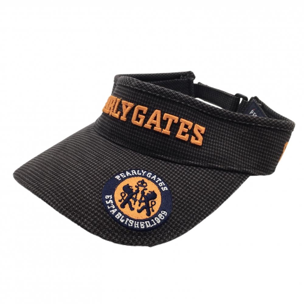 パーリーゲイツ サンバイザー グレー 細目チェック ロゴ刺しゅう FR  ゴルフウェア PEARLY GATES