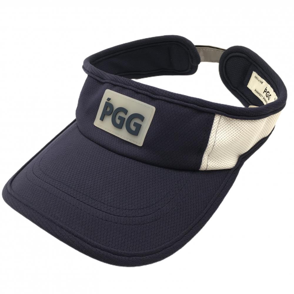 PGGパーリーゲイツ サンバイザー ネイビー×白 立体ロゴ FR  ゴルフウェア PEARLY GATES