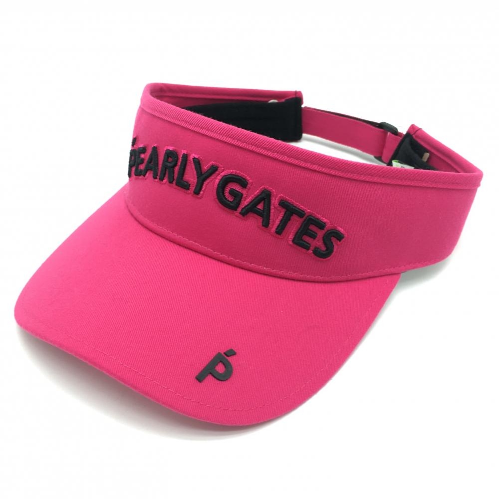 【超美品】パーリーゲイツ サンバイザー ダークピンク×黒 立体ロゴ   ゴルフウェア PEARLY GATES