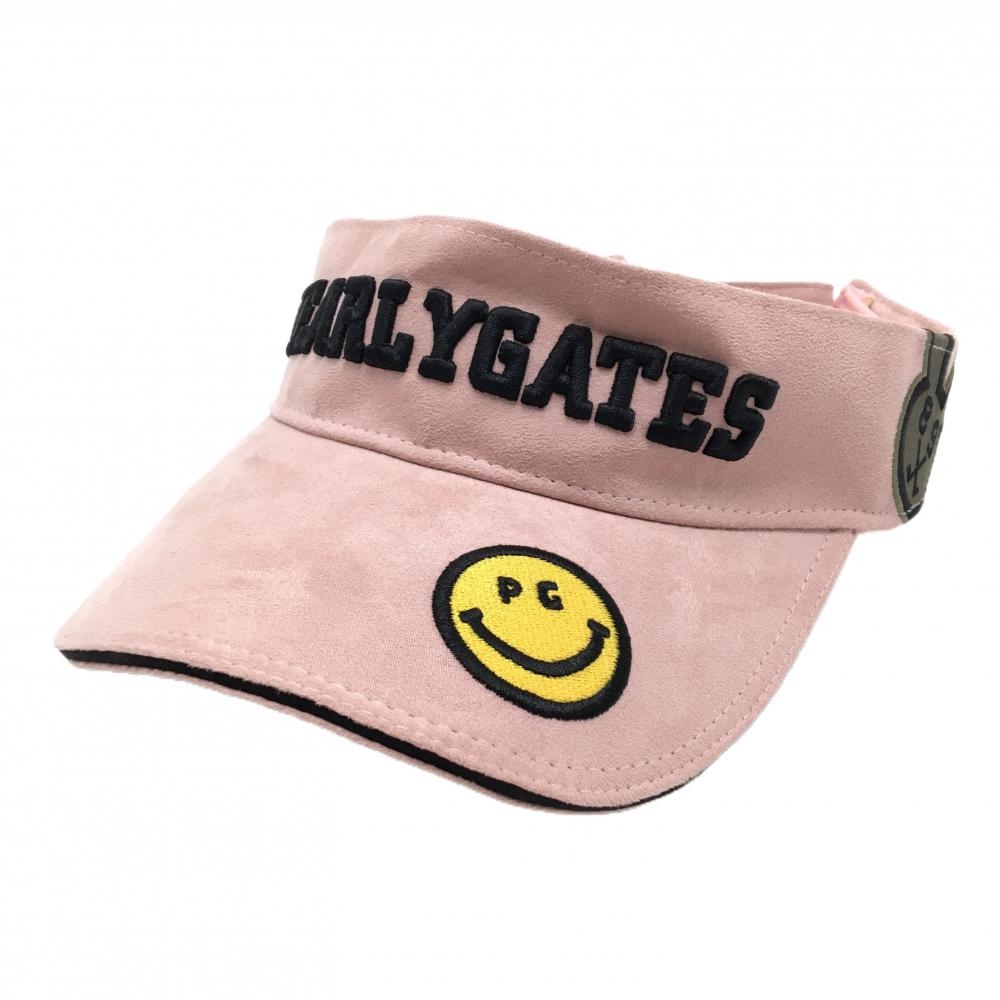 パーリーゲイツ サンバイザー ピンク×黒 スマイル ニコちゃん   ゴルフウェア PEARLY GATES