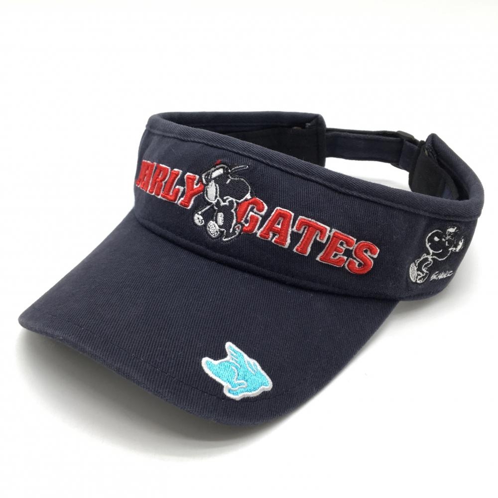 パーリーゲイツ×PEANUTS サンバイザー ネイビー×レッド スヌーピー 立体ロゴ刺しゅう  FR  ゴルフウェア PEARLY GATES