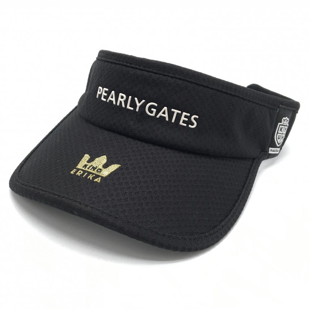パーリーゲイツ サンバイザー 黒×白 ロゴ 原英莉花 FR   ゴルフウェア PEARLY GATES