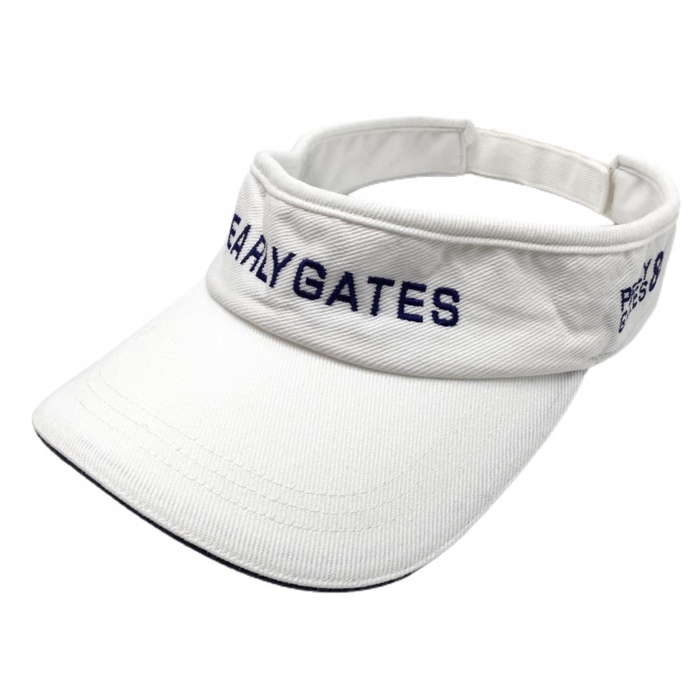 パーリーゲイツ サンバイザー 白×ネイビー ロゴ刺しゅう M   ゴルフウェア PEARLY GATES