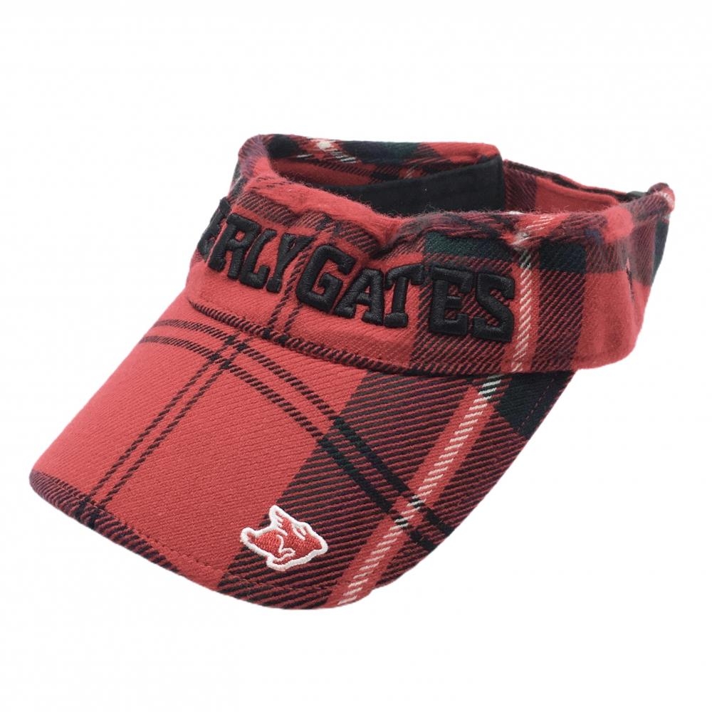 パーリーゲイツ サンバイザー レッド×黒 チェック    ゴルフウェア PEARLY GATES
