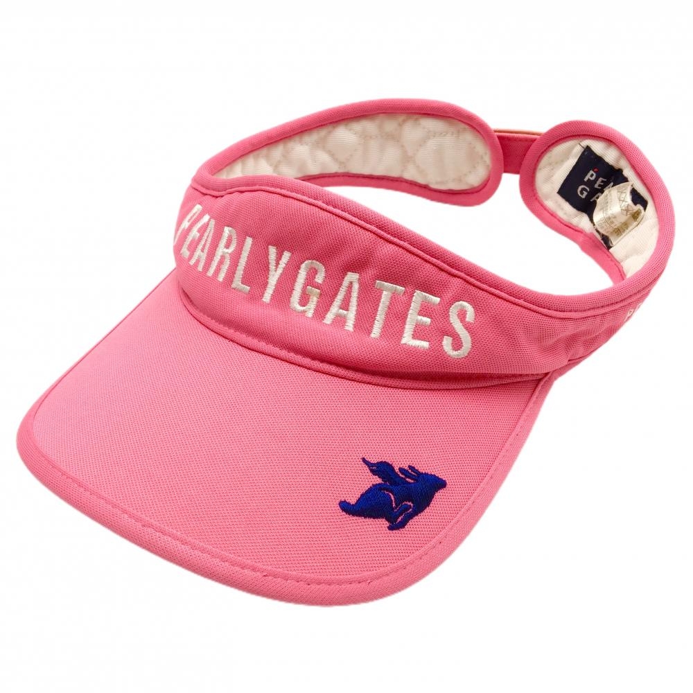 【美品】パーリーゲイツ サンバイザー ピンク ロゴ白 M   ゴルフウェア PEARLY GATES
