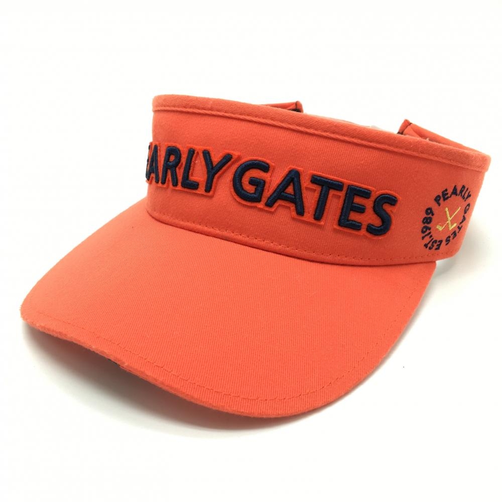 【超美品】パーリーゲイツ サンバイザー オレンジ×ネイビー つば裏ライン FR   ゴルフウェア PEARLY GATES
