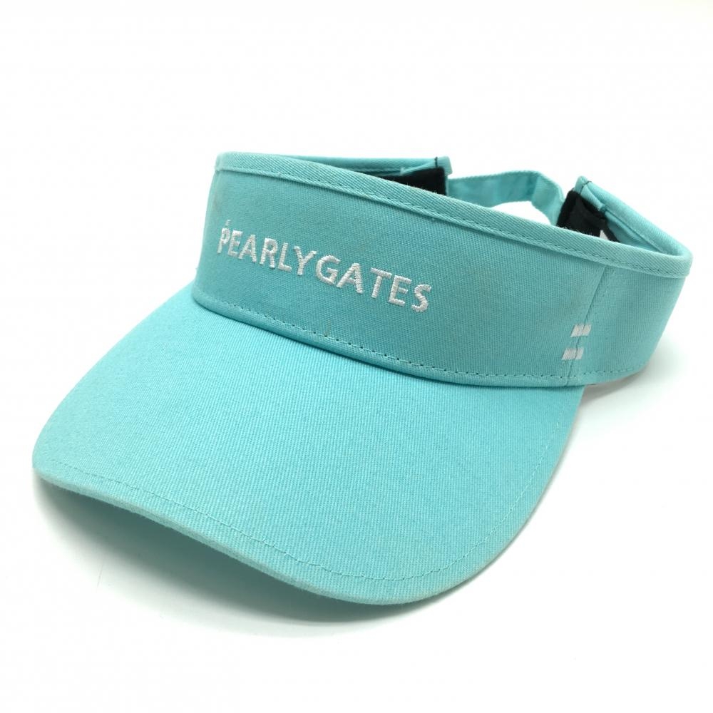 パーリーゲイツ サンバイザー ライトブルー ニコちゃん スマイル ロゴ白 FR   ゴルフウェア PEARLY GATES
