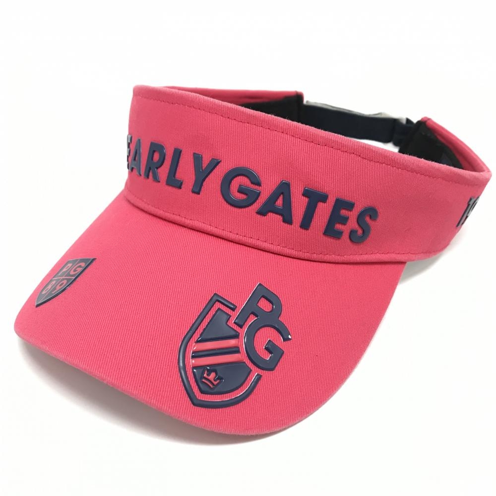 パーリーゲイツ サンバイザー ピンク×ネイビー ロゴ FR   ゴルフウェア PEARLY GATES