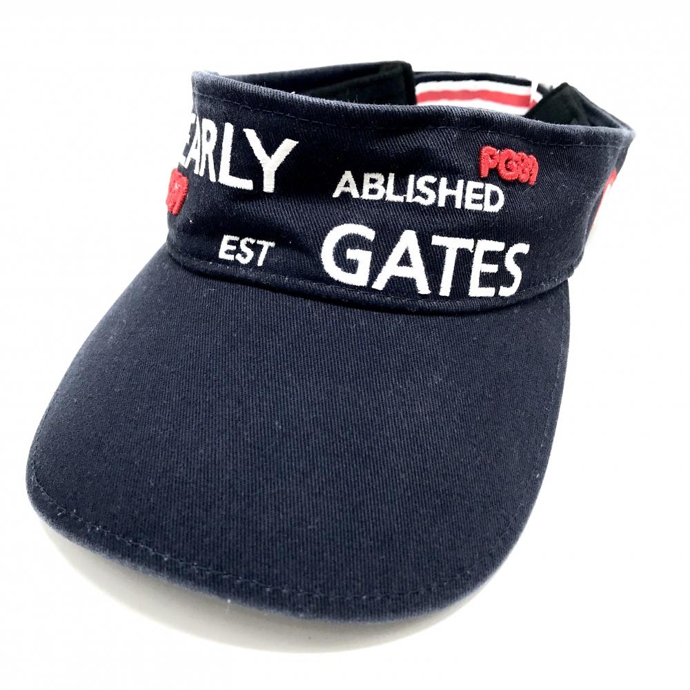 パーリーゲイツ サンバイザー ネイビー×白 ロゴ刺しゅう FR   ゴルフウェア PEARLY GATES