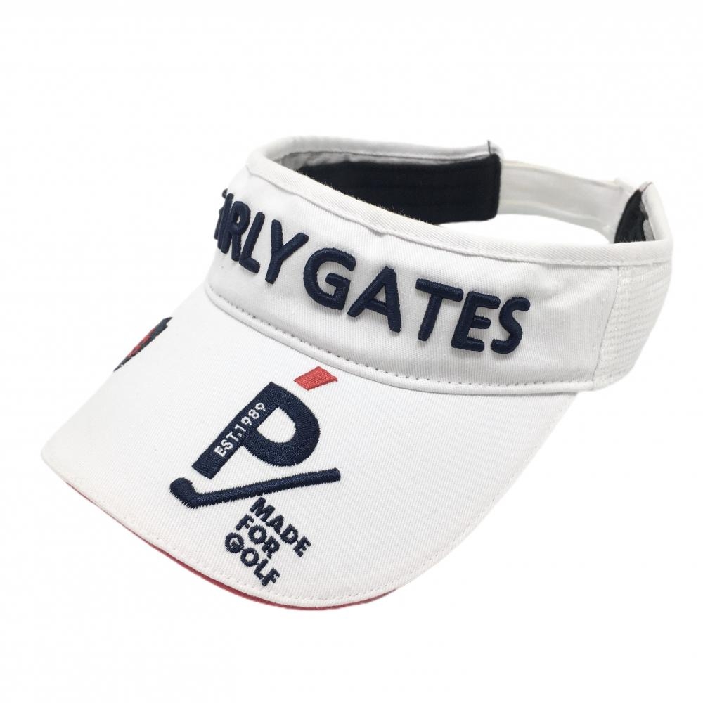 パーリーゲイツ サンバイザー 白×ネイビー ロゴ刺しゅう  FR   ゴルフウェア PEARLY GATES