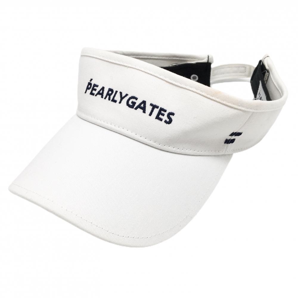 パーリーゲイツ サンバイザー 白×ネイビー ロゴ刺しゅう 汗取りパッド FR   ゴルフウェア PEARLY GATES
