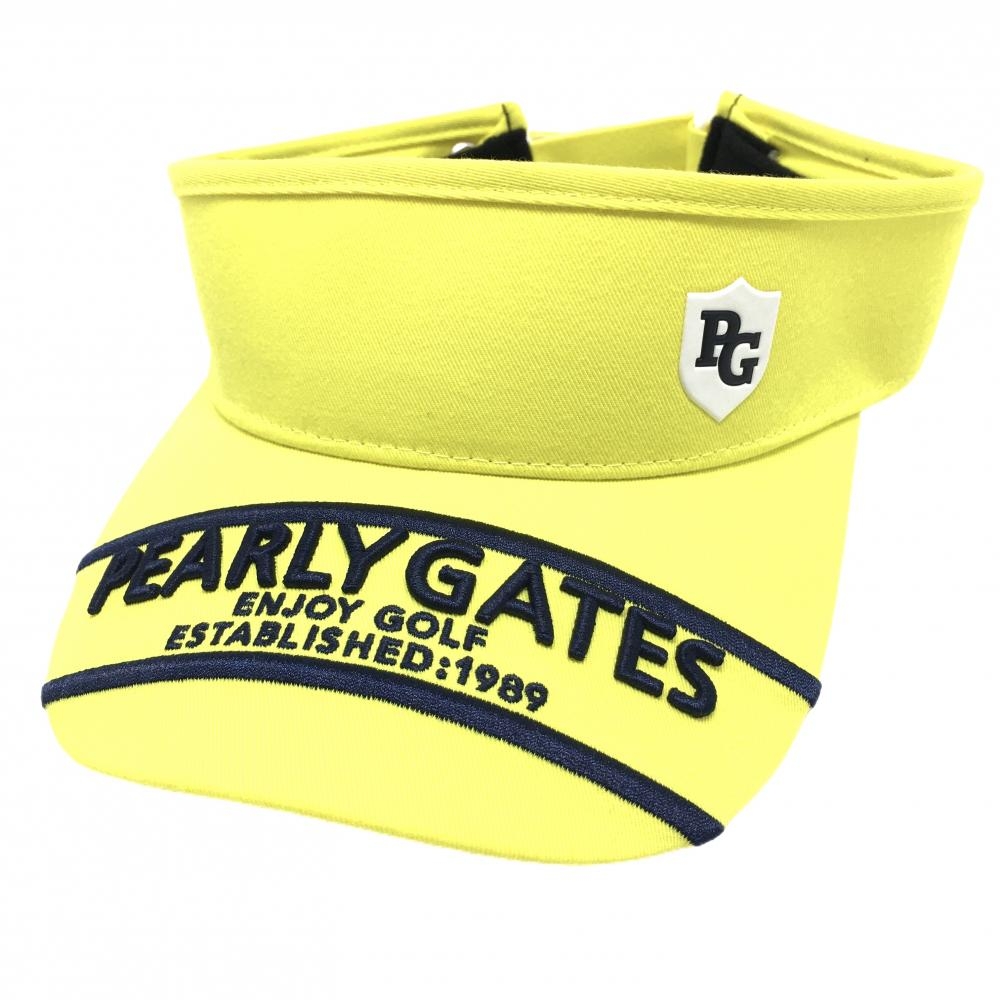 【新品】パーリーゲイツ サンバイザー イエロー×ネイビー つば立体ロゴ刺しゅう  FR   ゴルフウェア PEARLY GATES