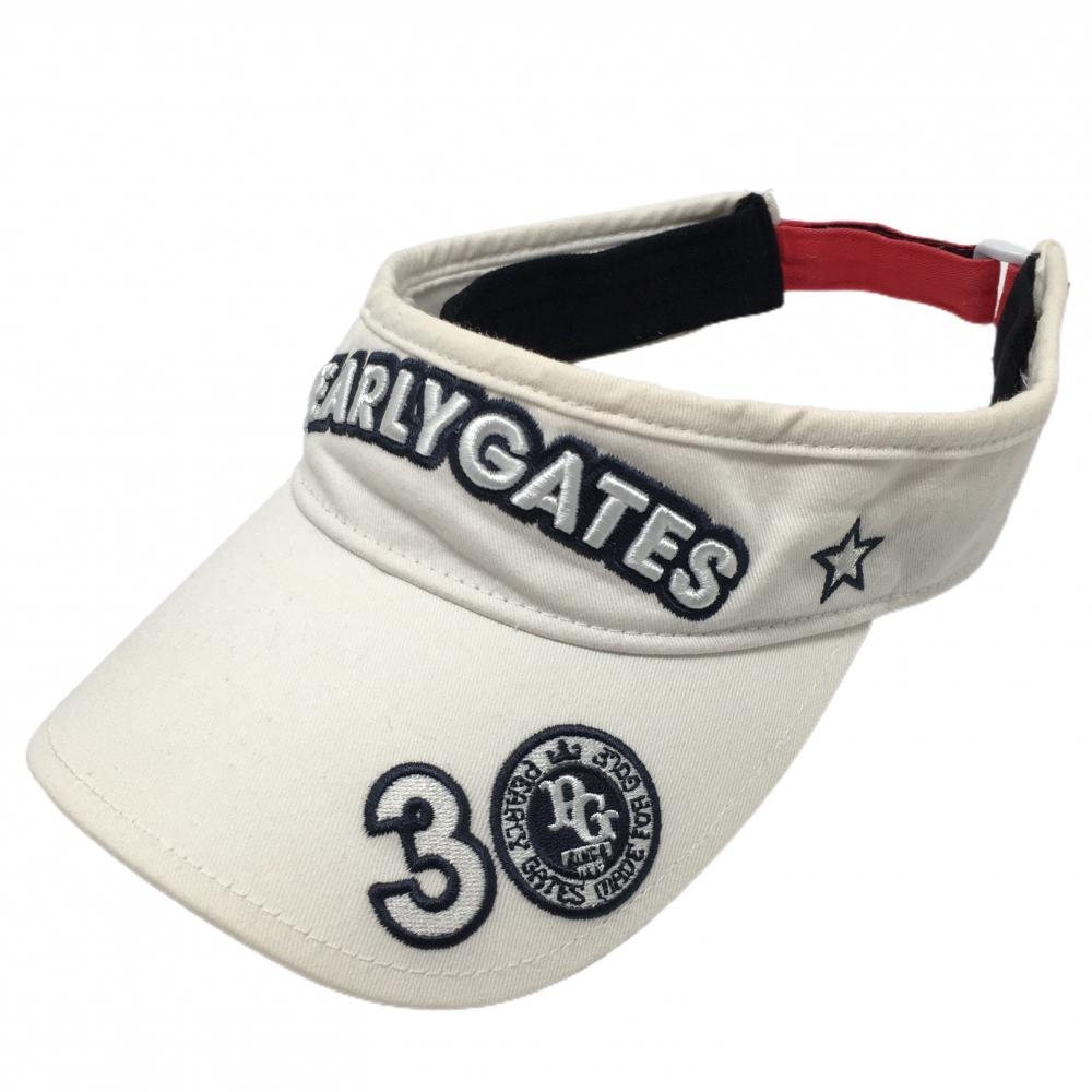 パーリーゲイツ サンバイザー 白×ネイビー 30周年 星刺しゅう FR   ゴルフウェア PEARLY GATES