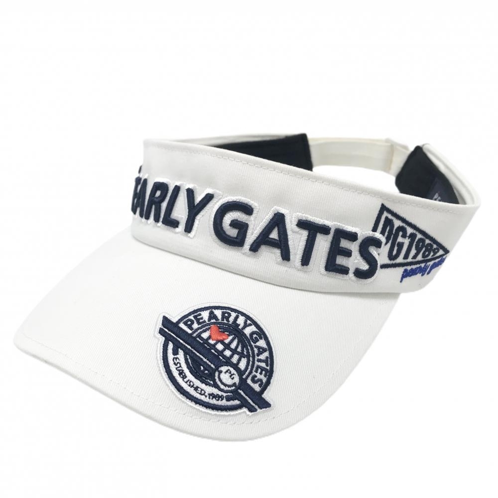パーリーゲイツ サンバイザー 白 ロゴ刺しゅう  FR   ゴルフウェア PEARLY GATES