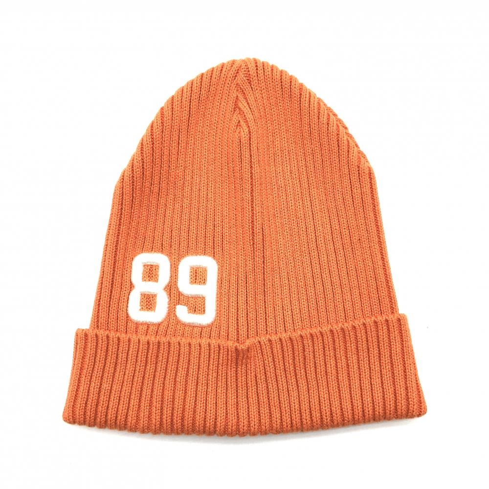 【超美品】パーリーゲイツ ニット帽 オレンジ×白 さくらんぼ FR  ゴルフウェア PEARLY GATES