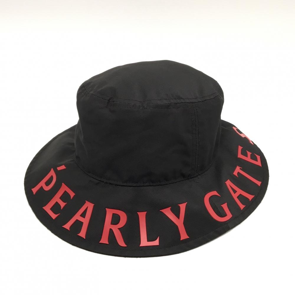 【美品】パーリーゲイツ ハット 黒×レッド つばロゴ FR   ゴルフウェア PEARLY GATES