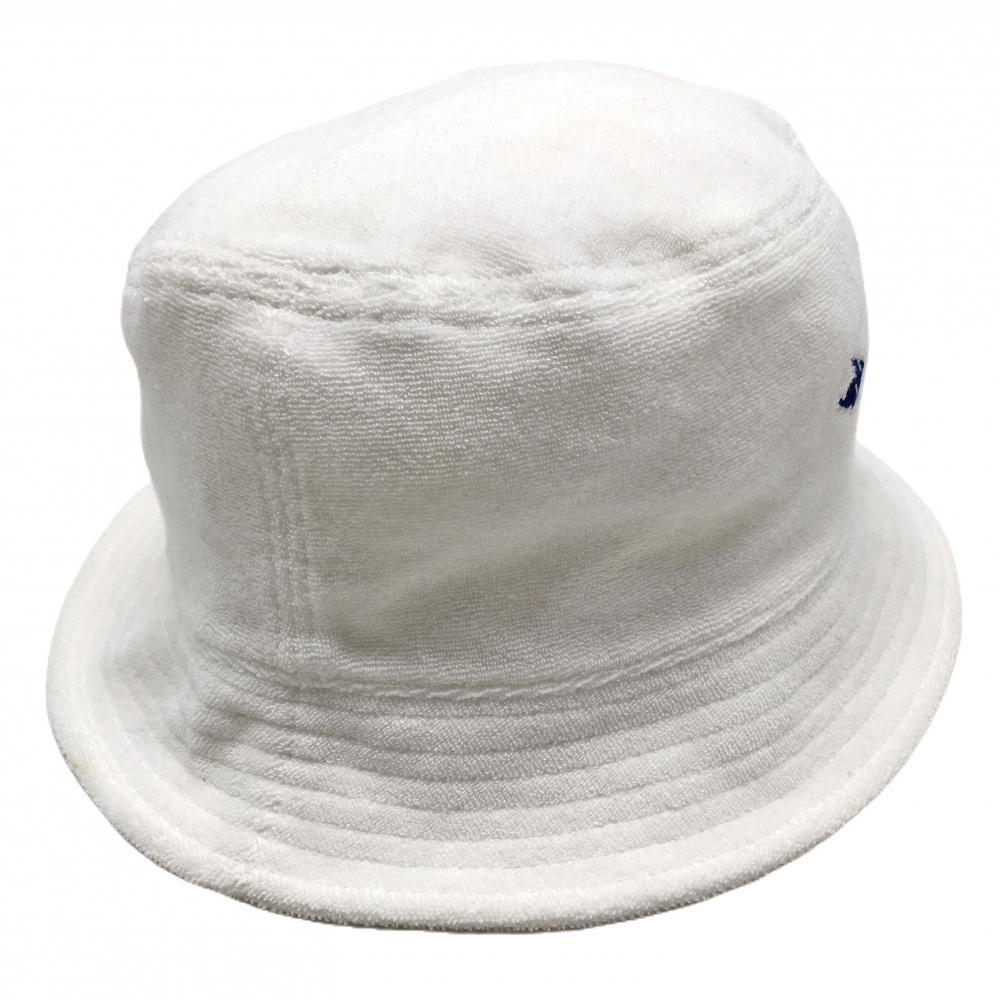 【美品】パーリーゲイツ バケットハット 白 パイル地 フライングラビット S   ゴルフウェア PEARLY GATES