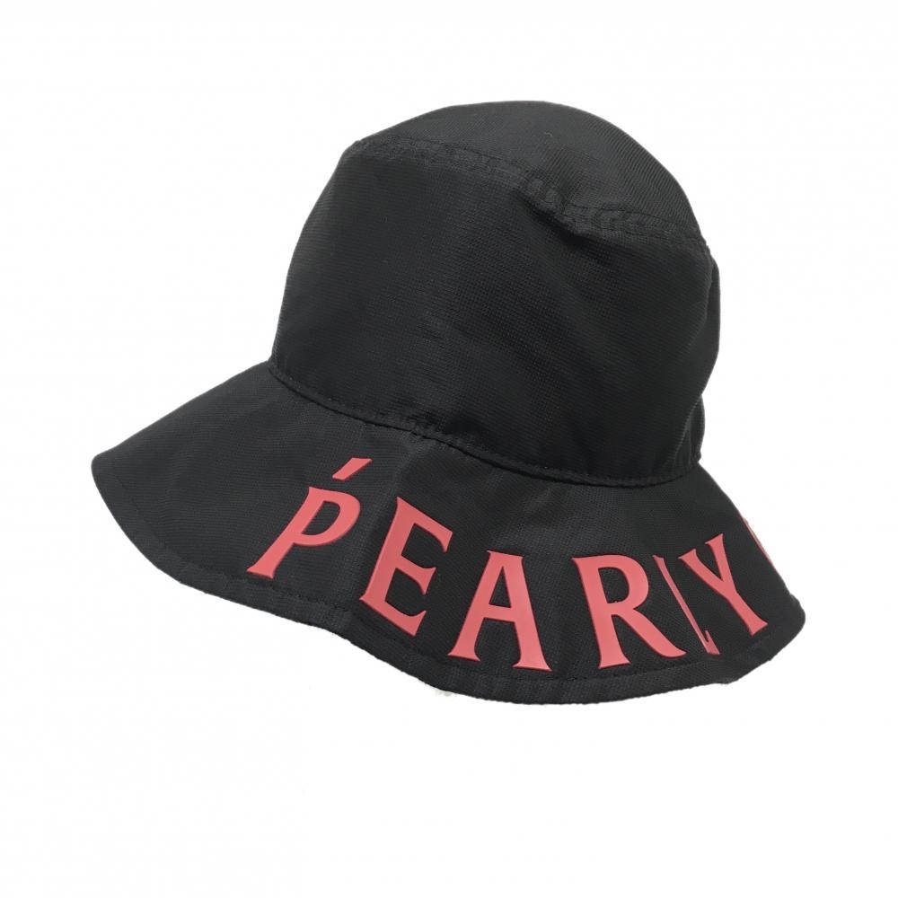 【超美品】パーリーゲイツ バケットハット 黒×レッド ビッグロゴ FR   ゴルフウェア PEARLY GATES
