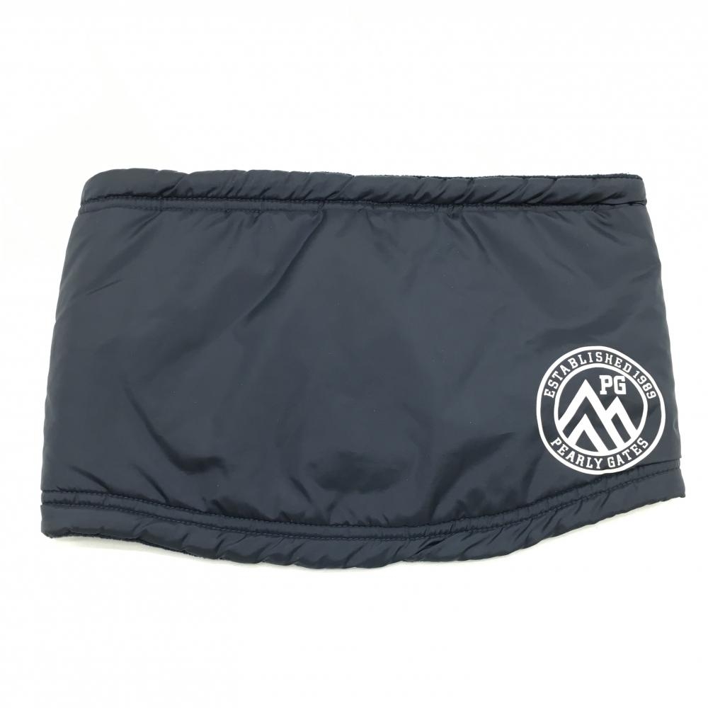 【超美品】パーリーゲイツ ネックウォーマー ネイビー ロゴ白 裏起毛 ドローコード   ゴルフウェア PEARLY GATES