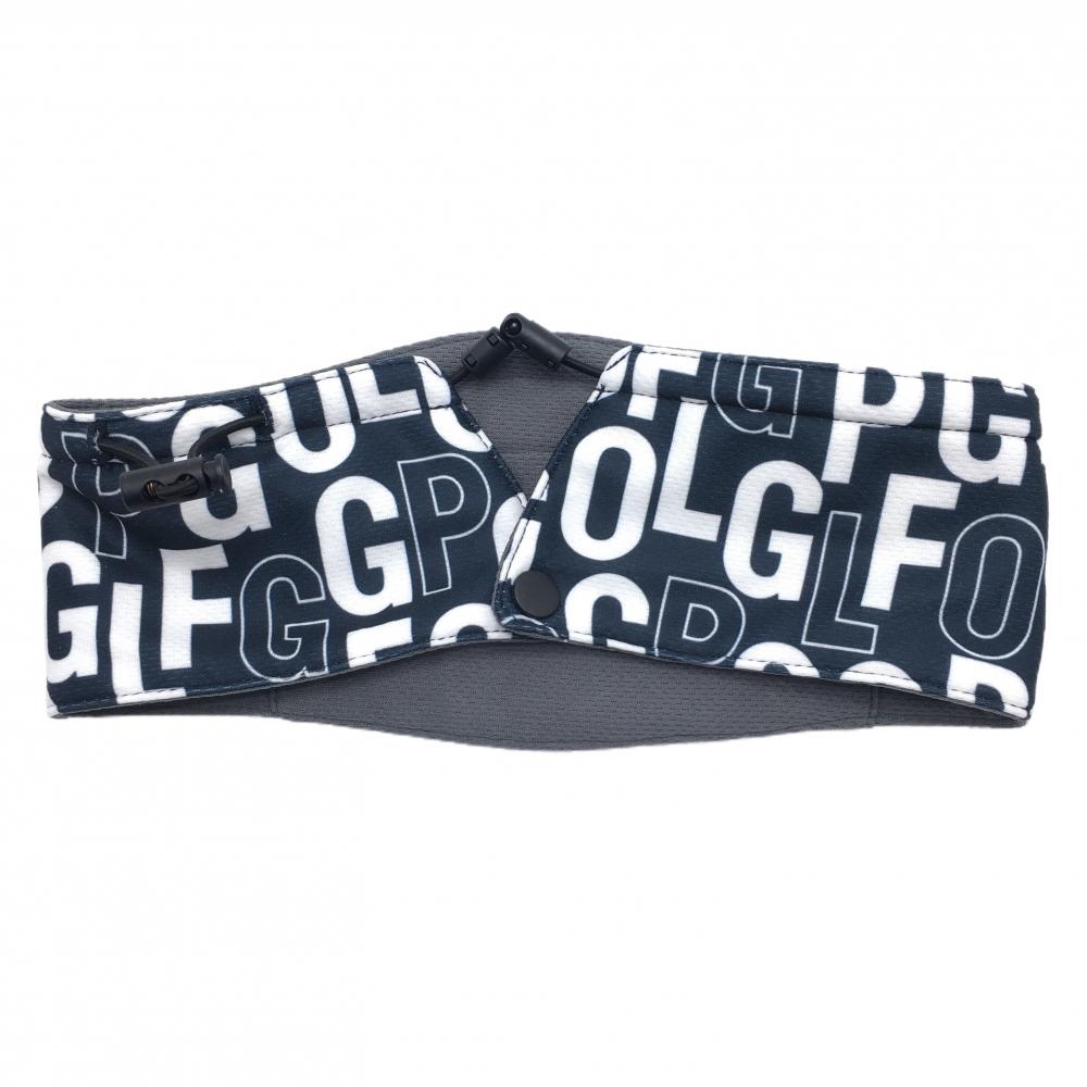 【美品】パーリーゲイツ ネッククーラー ネイビー×白 ロゴ総柄    ゴルフウェア PEARLY GATES