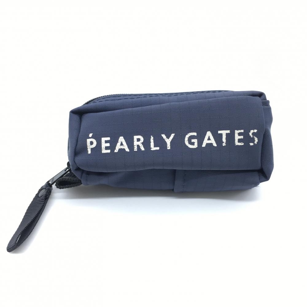 パーリーゲイツ ボールケース ネイビー×白 ボールポーチ クリップ付ゴルフ PEARLY GATES