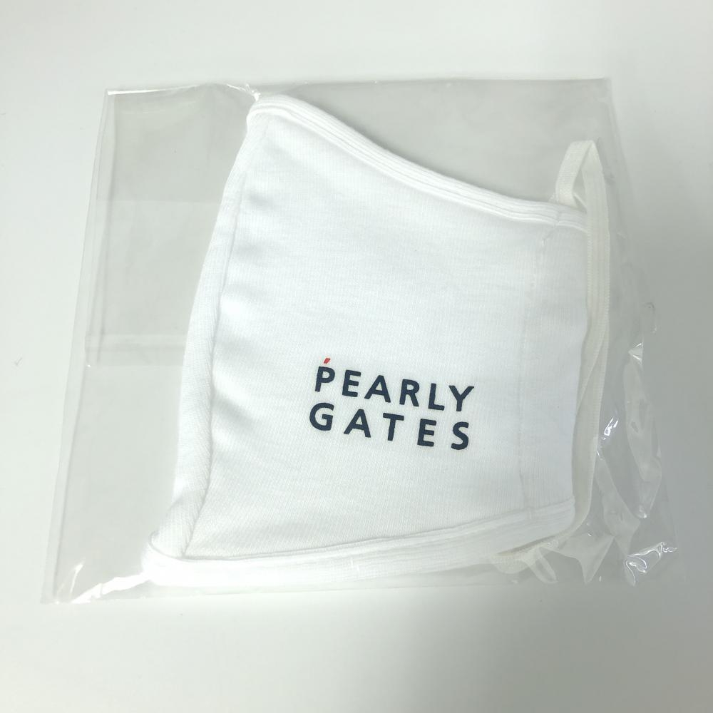 【未使用品】PEARLY GATES パーリーゲイツ マスク 白×ネイビー ノベルティ ロゴプリント ゴルフ