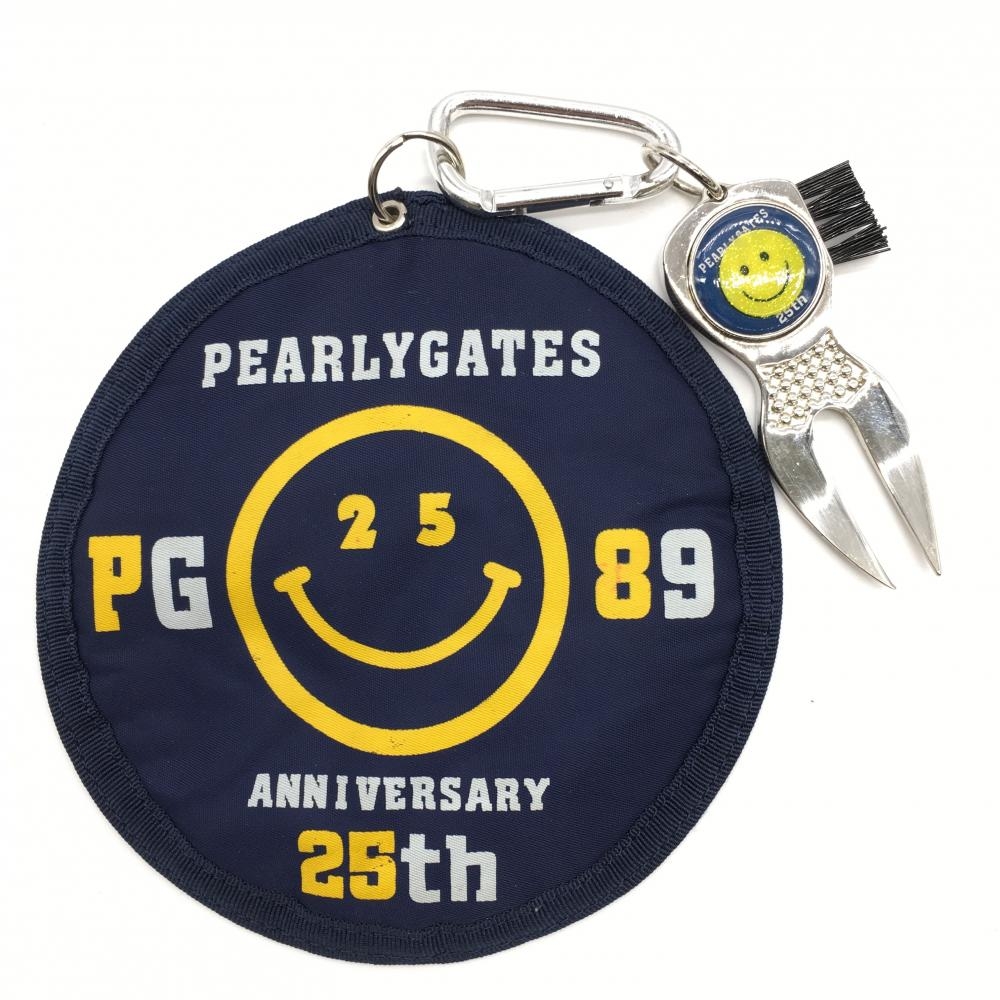 パーリーゲイツ グリーンフォーク×ボールクリーナー ネイビー×イエロー 25周年 ゴルフ PEARLY GATES