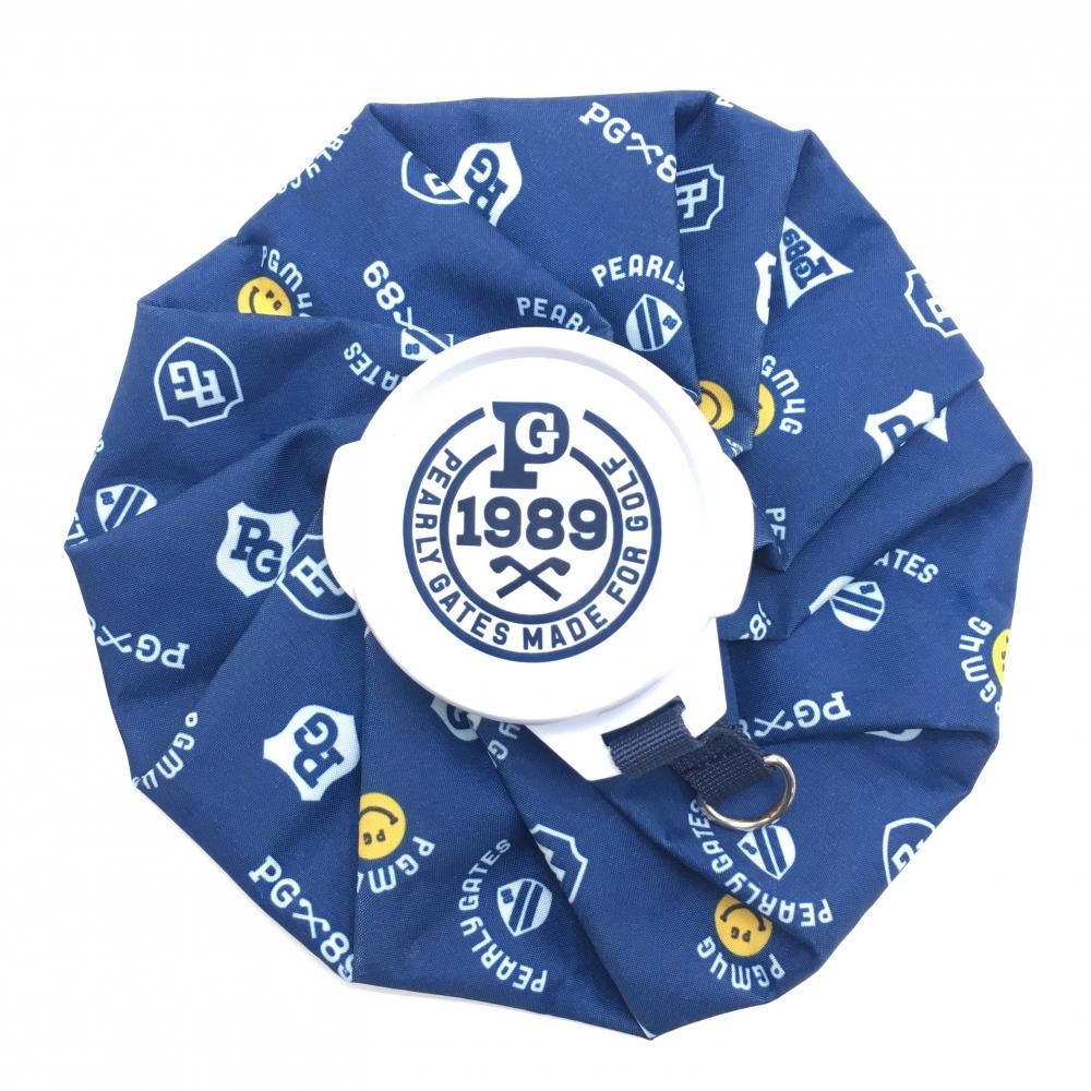 【美品】パーリーゲイツ 氷嚢 ネイビー×白 総柄 ニコちゃん スマイル アイスバッグ  ゴルフ PEARLY GATES