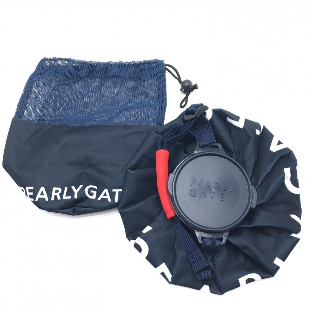 【美品】パーリーゲイツ 氷嚢 ネイビー×白 ロゴプリント ハンドル取外し可 収納袋付  ゴルフ PEARLY GATES