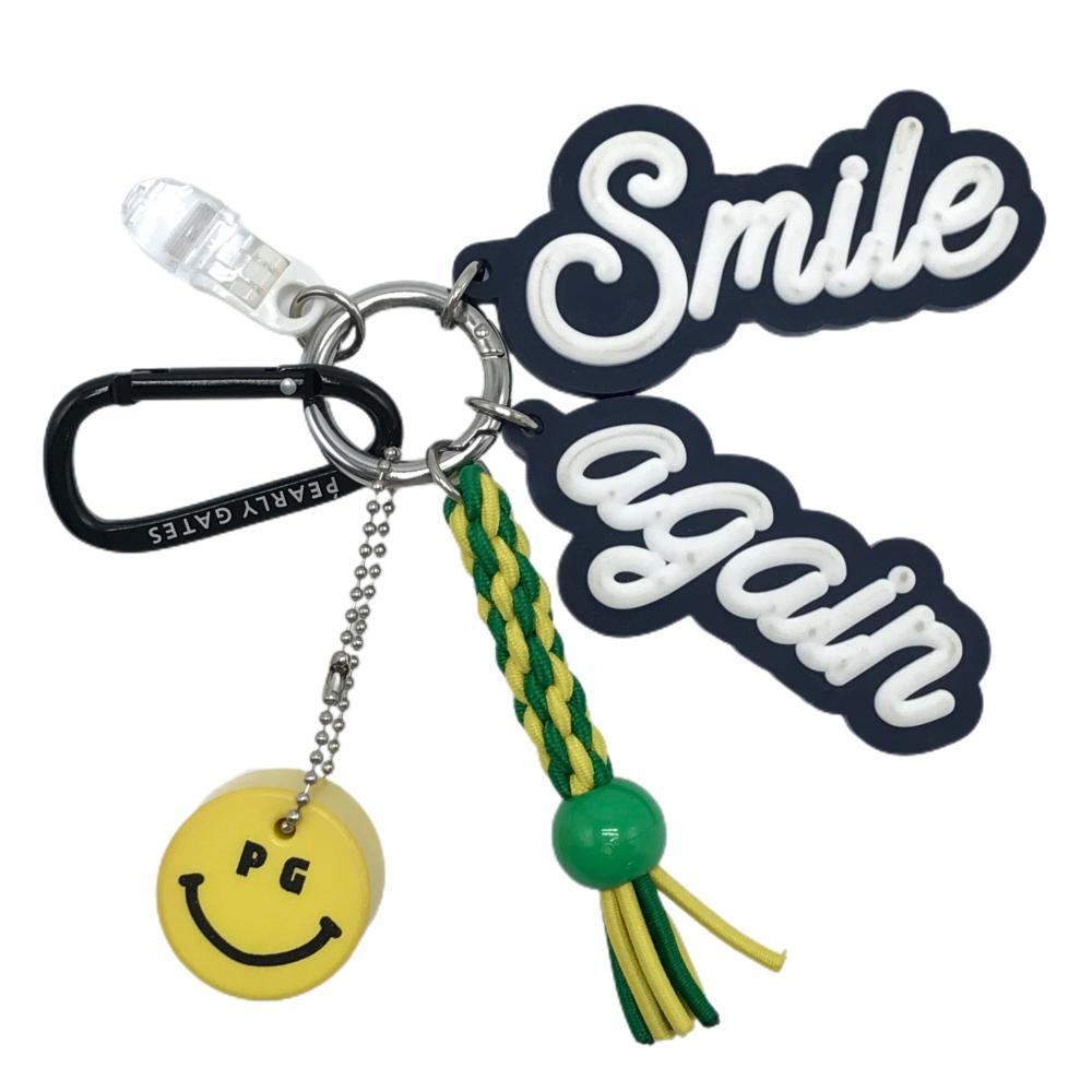 パーリーゲイツ キーホルダー イエロー×ネイビー ニコちゃん スマイル ゴルフ PEARLY GATES