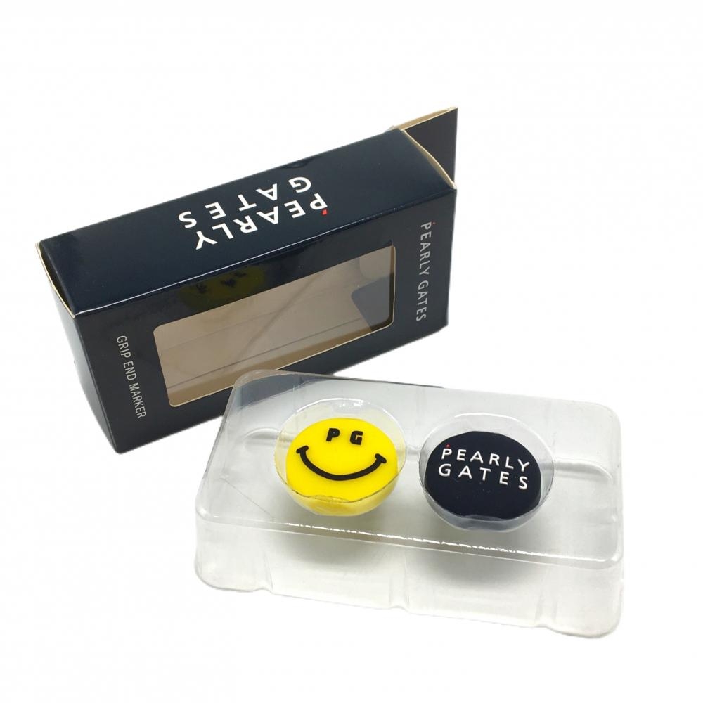 【新品】パーリーゲイツ グリップエンドマーカー ネイビー×イエロー ロゴ ニコちゃん スマイル  ゴルフ PEARLY GATES