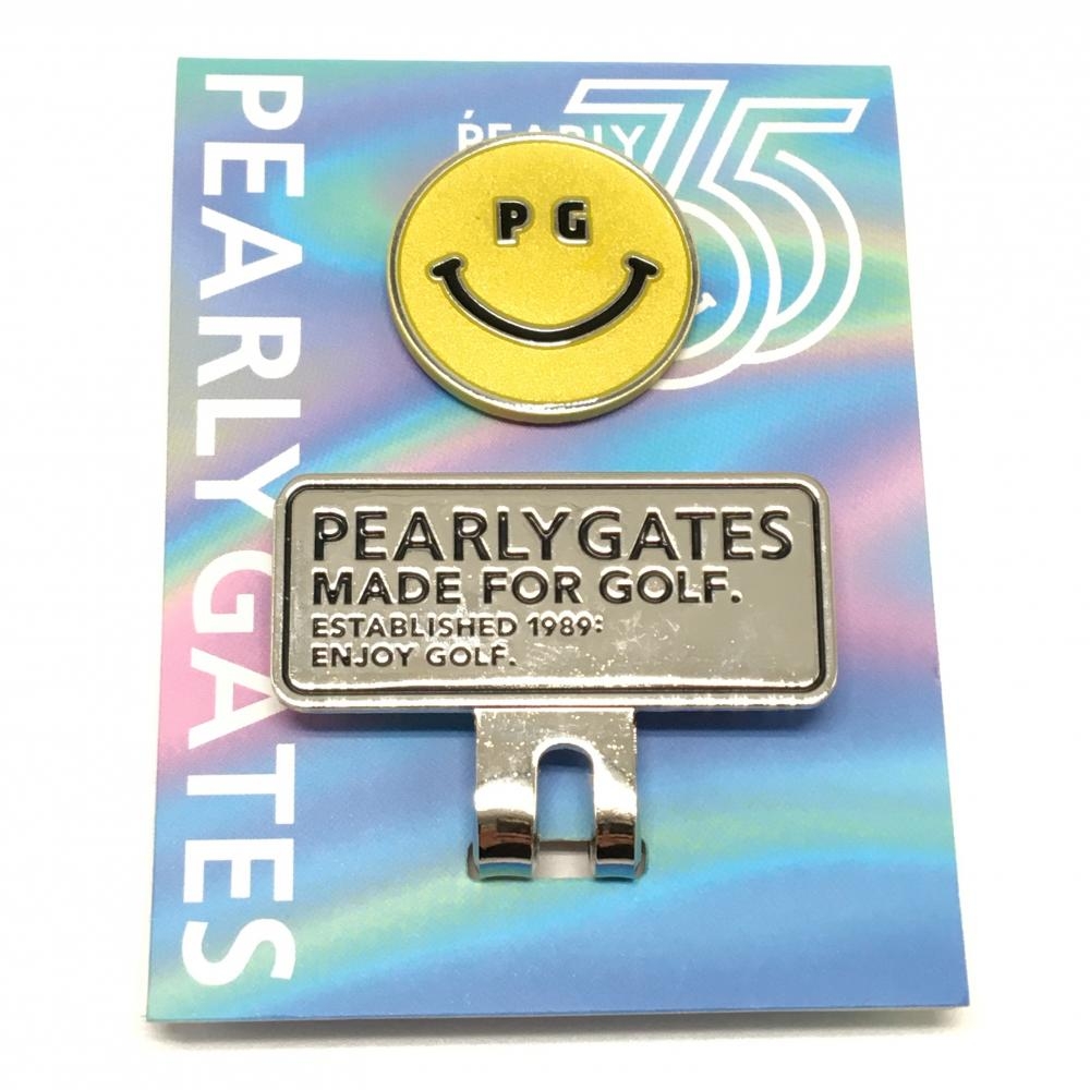 【新品】パーリーゲイツ マグネット式クリップマーカー イエロー ニコちゃん スマイル ゴルフ PEARLY GATES