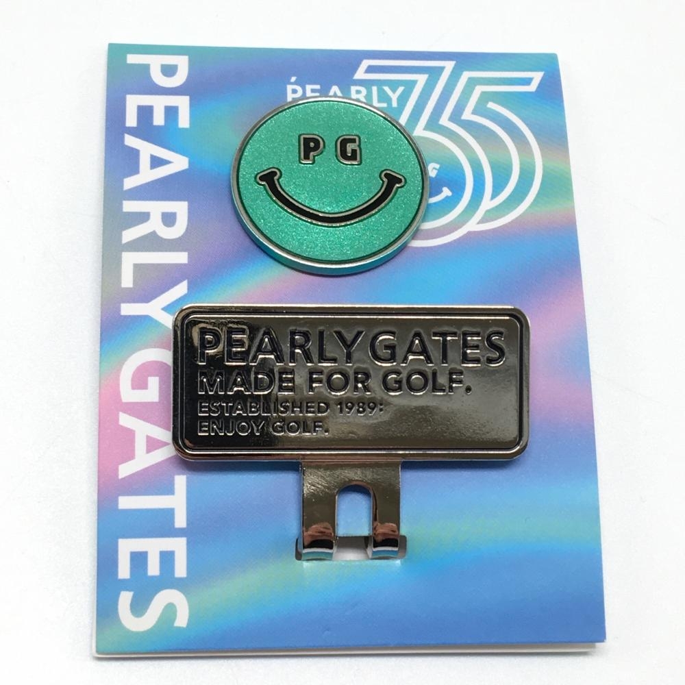 【新品】パーリーゲイツ マグネット式クリップマーカー グリーン ニコちゃん スマイル FR ゴルフ PEARLY GATES