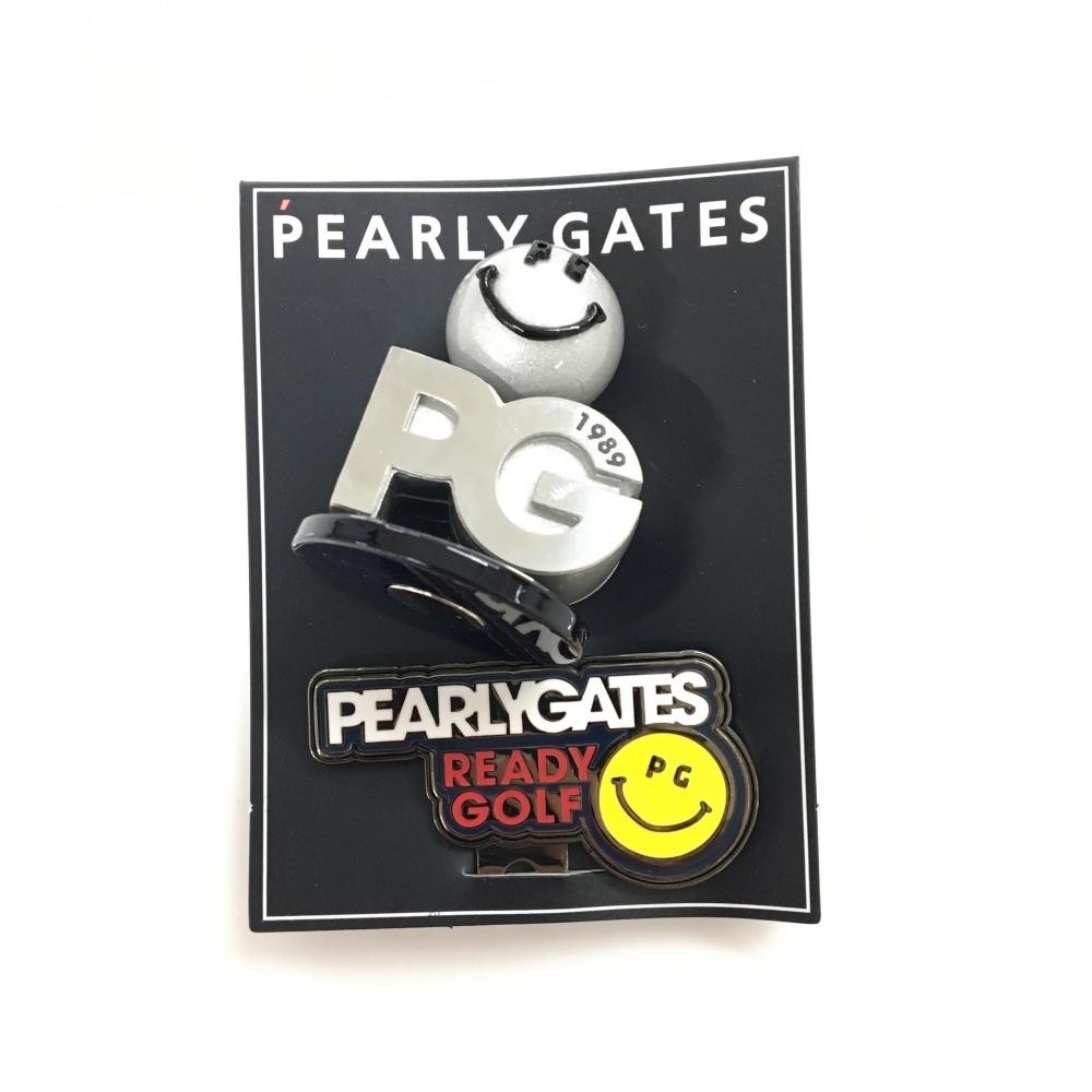 【新品】パーリーゲイツ 立体マーカー グレー×シルバー ニコちゃん スマイル ゴルフ PEARLY GATES