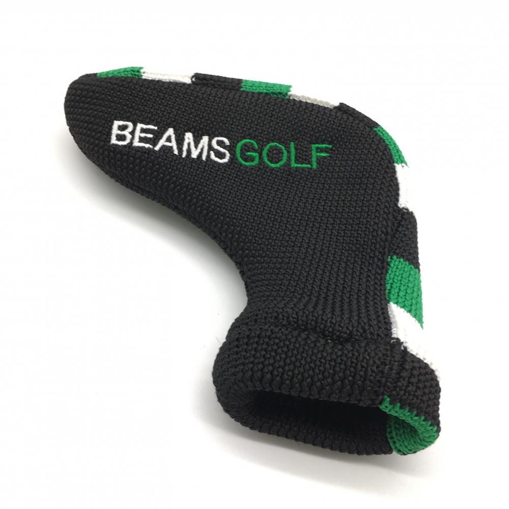【超美品】BEAMS GOLF ビームスゴルフ ニットパターカバー 黒×グリーン ボーダー PTゴルフ