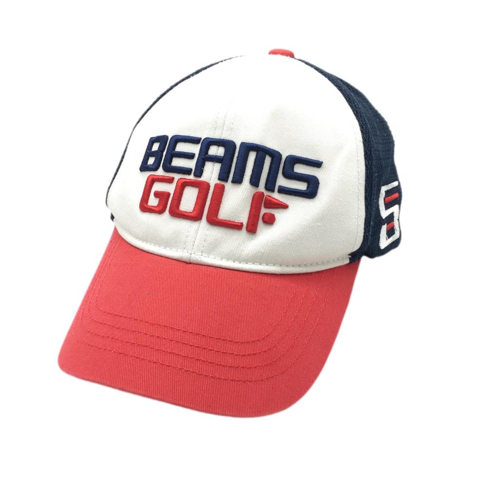 【美品】ビームスゴルフ メッシュキャップ ネイビー×白×レッド Lucas&Jaxon  58cm～60cm ゴルフウェア BEAMS GOLF